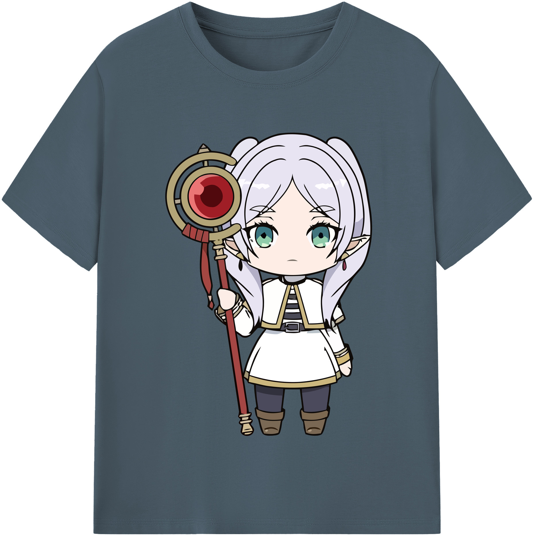 （画像用） 葬送のフリーレン Frieren 綿100％半袖Tシャツ（フロントプリント）